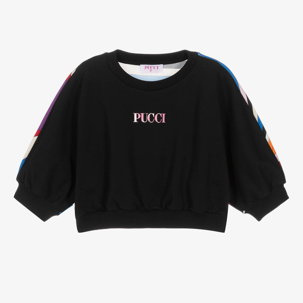 PUCCI - Teen Girls Black Cotton Iride Sweatshirt | Childrensalon