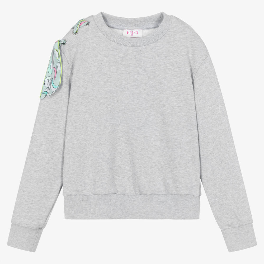 Pucci Teen Girls Grey Cotton Iride Sweatshirt