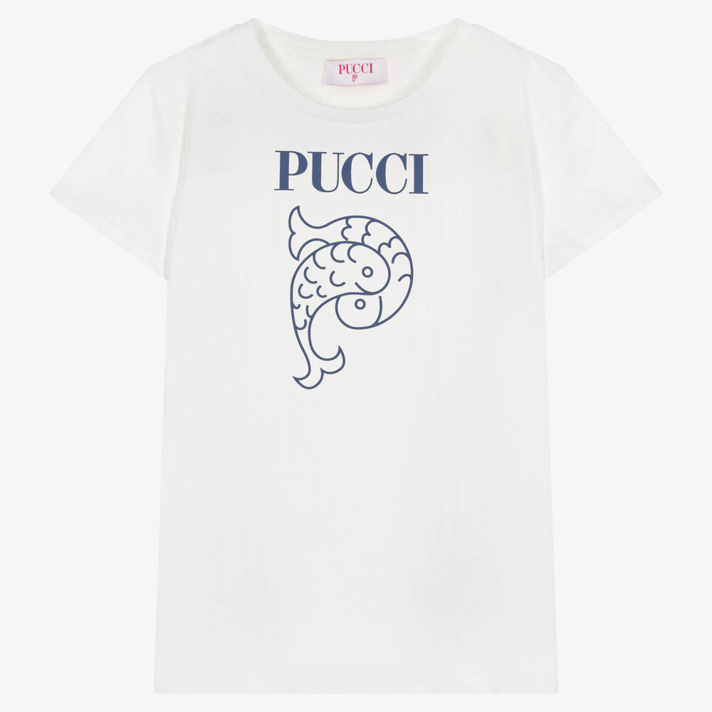PUCCI - Teen Girls Ivory Cotton T-Shirt | Childrensalon