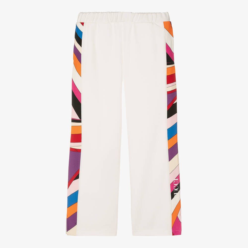 Pucci Teen Girls Ivory Iride Print Trousers In White