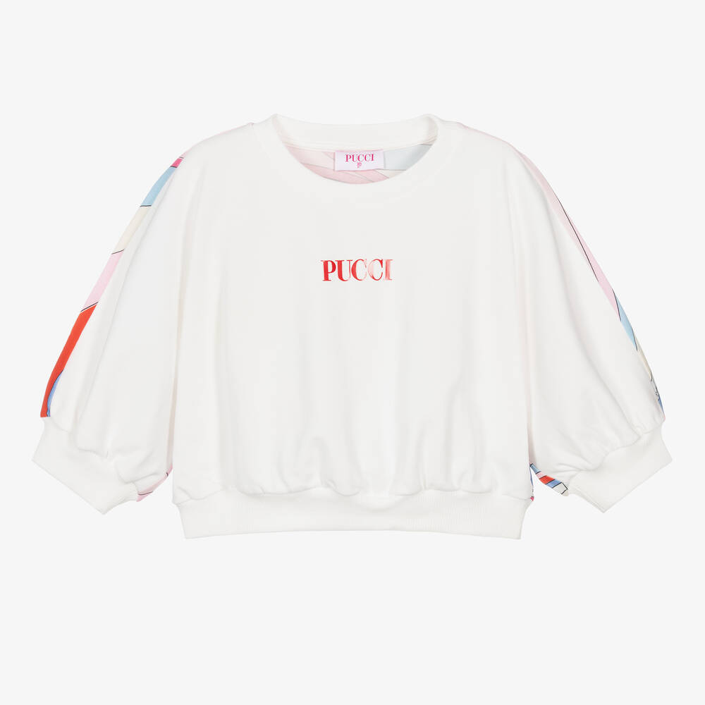 PUCCI - Teen Girls White Cotton Iride Sweatshirt | Childrensalon