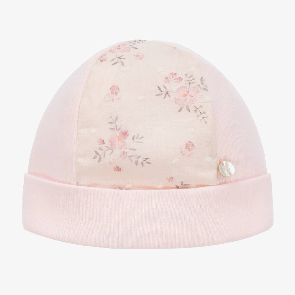 Pureté Du... Bébé - Baby Girls Pink Cotton Floral Hat | Childrensalon