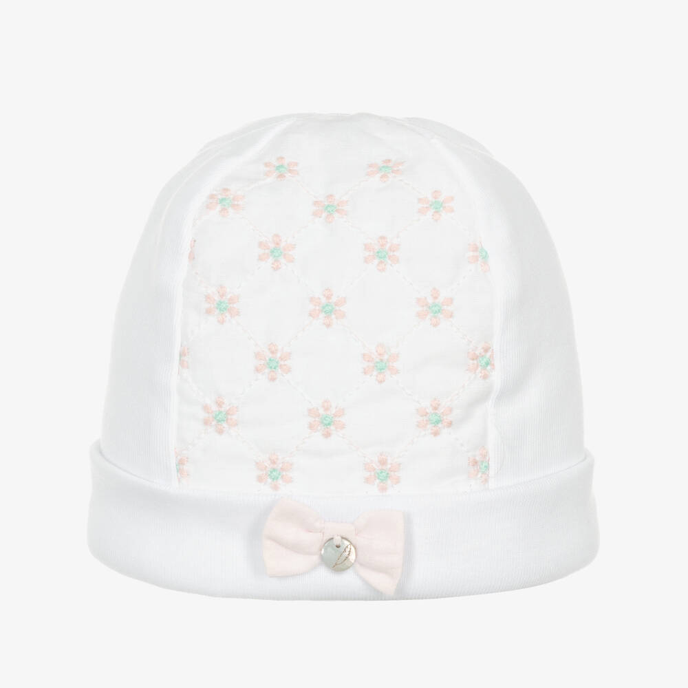 Pureté Du... Bébé - قبعة قطن مطرز لون أبيض بطبعة ورود للمولودات | Childrensalon