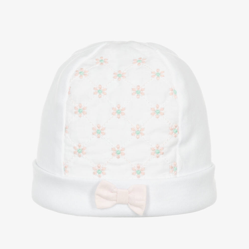 Shop Pureté Du... Bébé Pureté Du. Bébé Baby Girls White Floral Cotton Hat