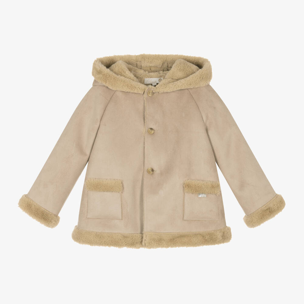 Pureté Du... Bébé - Beige Faux Suede Coat | Childrensalon