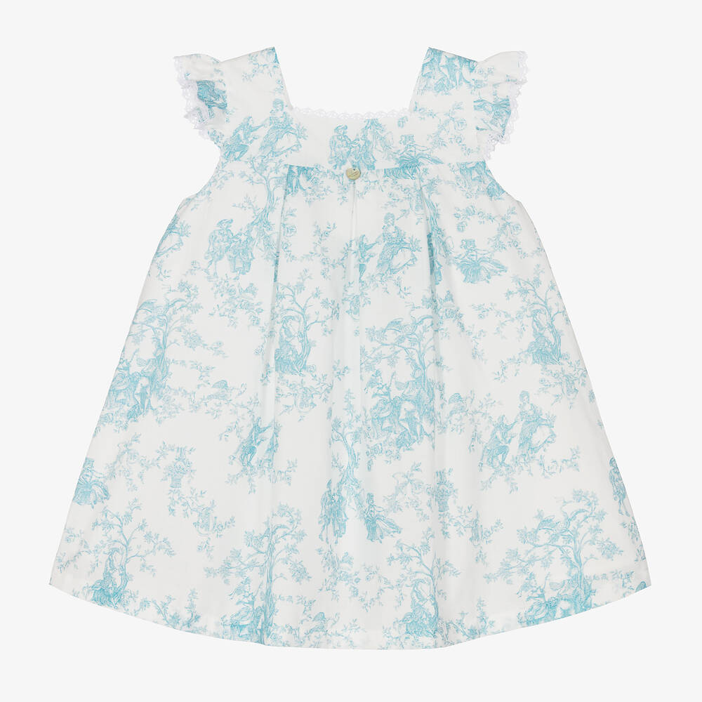 Pureté Du... Bébé - Girls Blue Toile De Jouy Dress | Childrensalon
