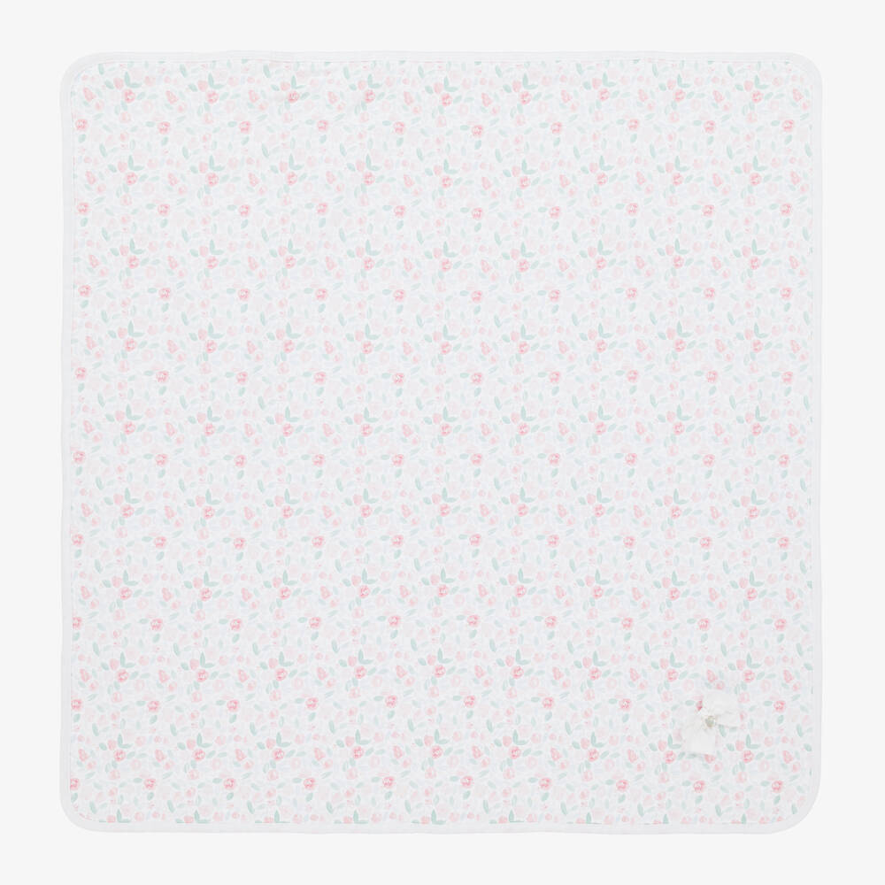 Pureté Du... Bébé - Girls Pink Floral Cotton Blanket (75cm) | Childrensalon