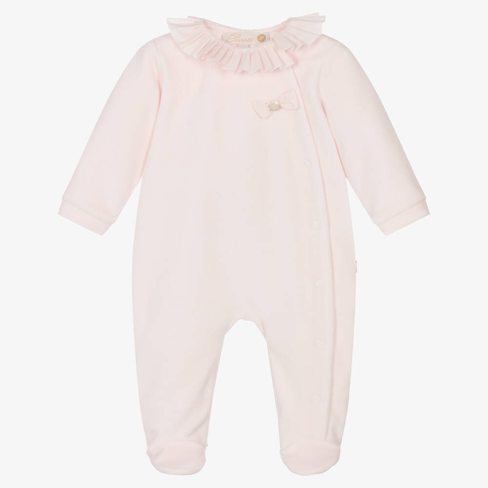 Pureté Du... Bébé - Girls Pink Velour Babygrow | Childrensalon