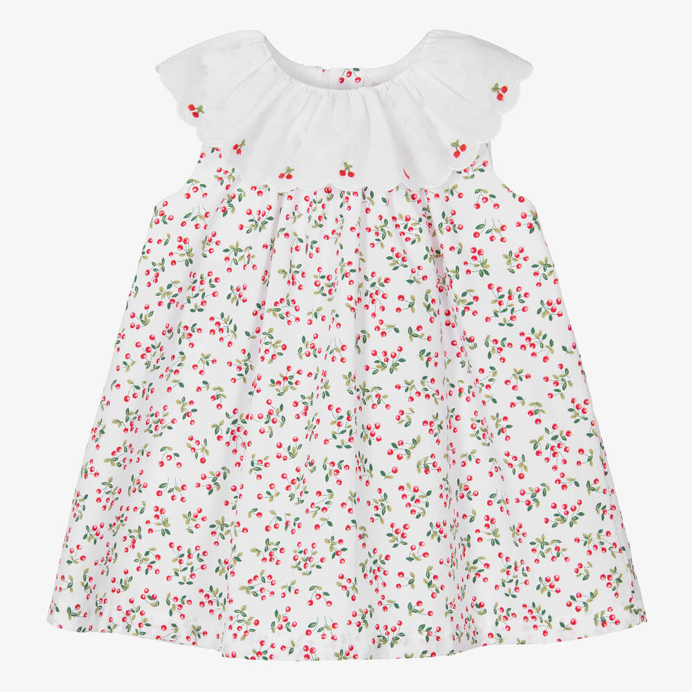Pureté Du... Bébé - Girls White Cotton Cherry Dress | Childrensalon