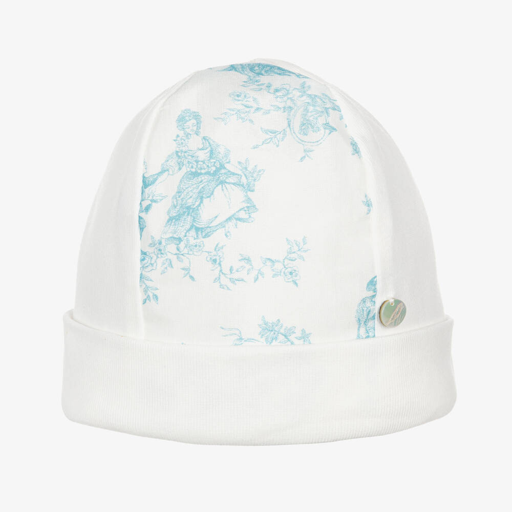 Pureté Du... Bébé - Ivory & Blue Toile de Jouy Baby Hat | Childrensalon