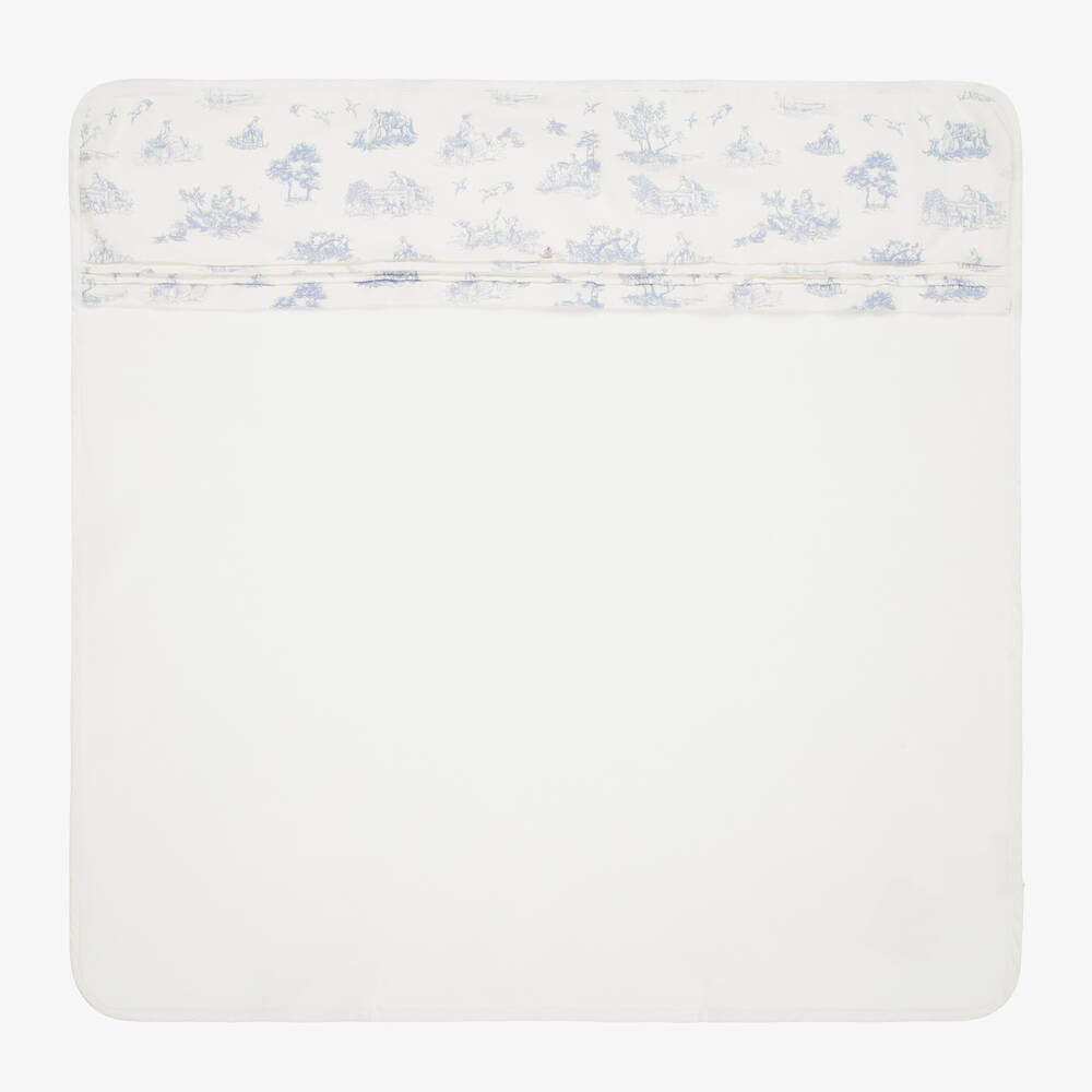 Pureté Du... Bébé - Ivory & Blue Toile de Jouy Blanket (74cm) | Childrensalon