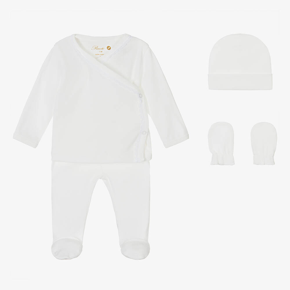 Pureté Du... Bébé - Ivory Cotton Babysuit Set | Childrensalon