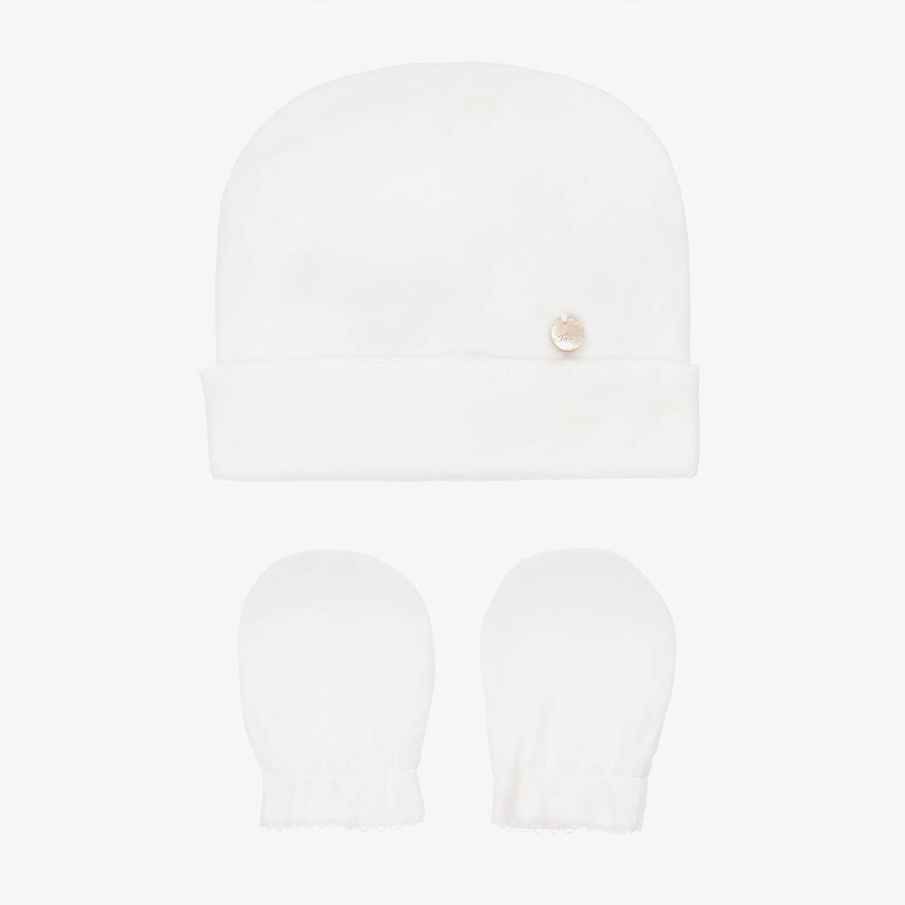 Pureté Du... Bébé - Ivory Cotton Hat & Mittens Set | Childrensalon