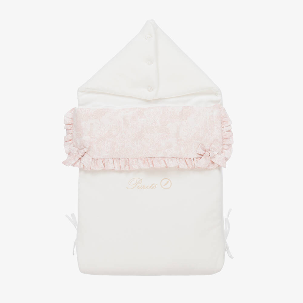 Pureté Du... Bébé - Ivory Velour Toile de Jouy Baby Nest (87cm) | Childrensalon