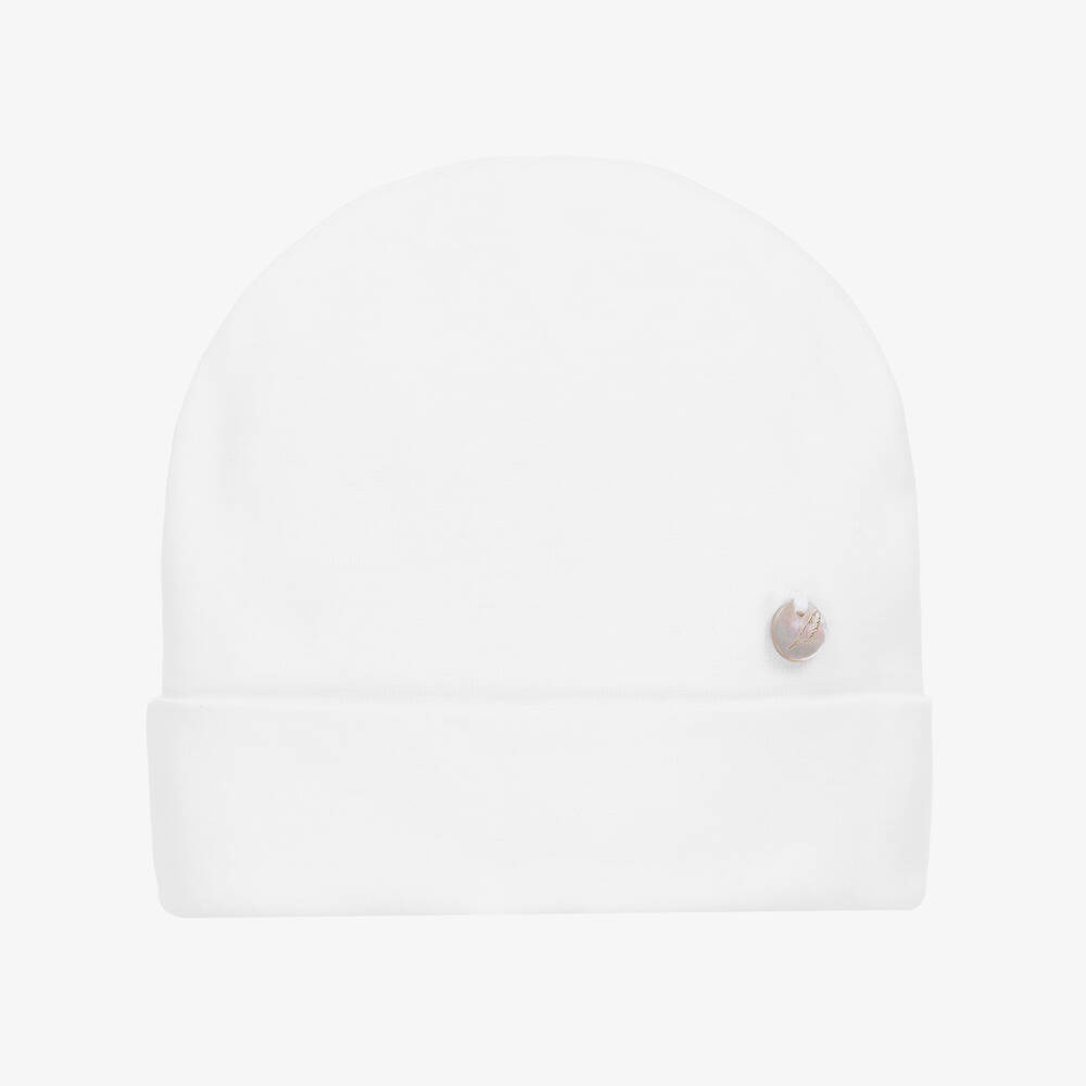 Pureté Du... Bébé - قبعة قطن جيرسي لون أبيض للأطفال | Childrensalon