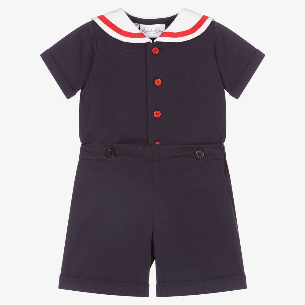 Rachel Riley - Baby Boys Blue Sailor Buster Suit | Childrensalon