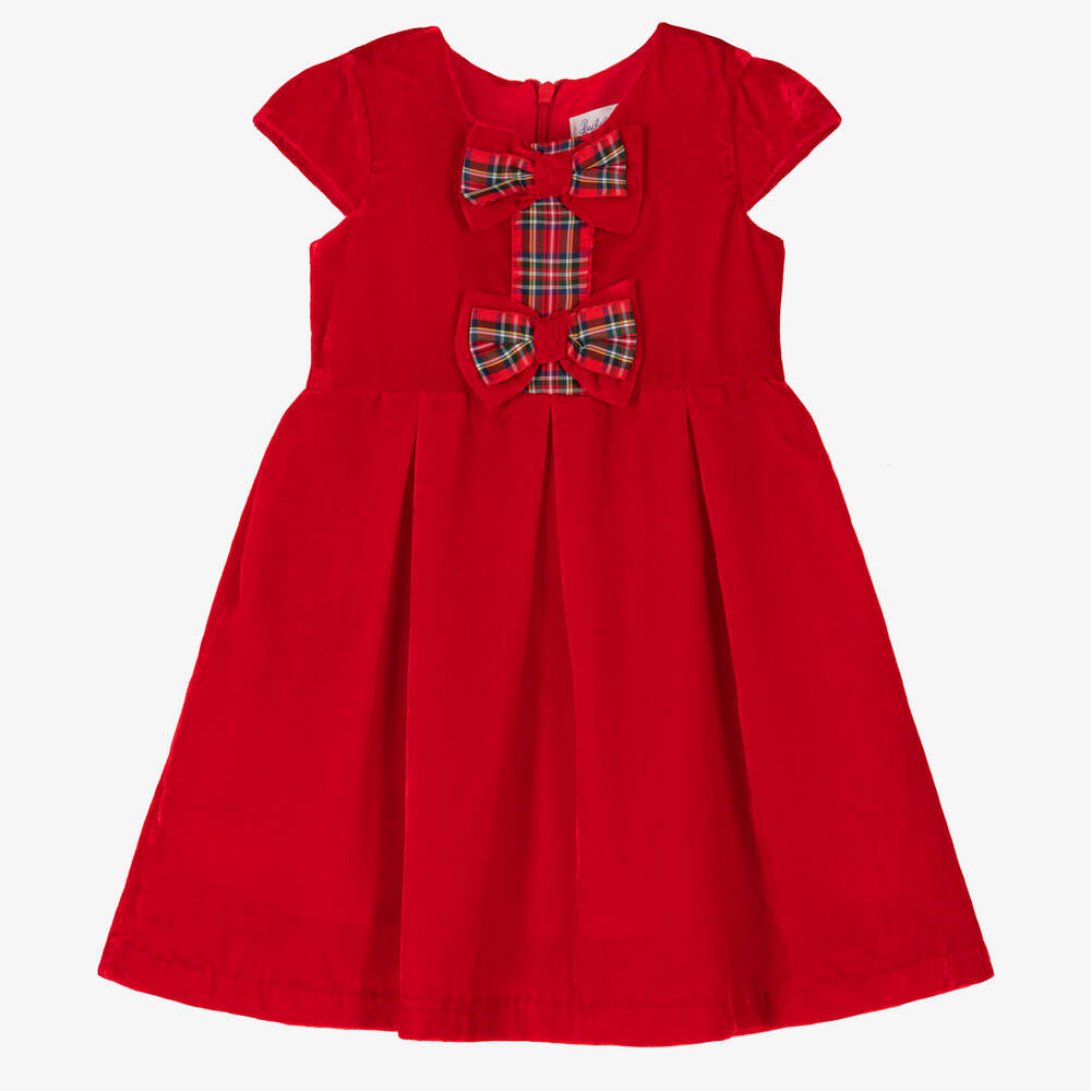 Rachel Riley - فستان مخمل لون أحمر للمولودات  | Childrensalon