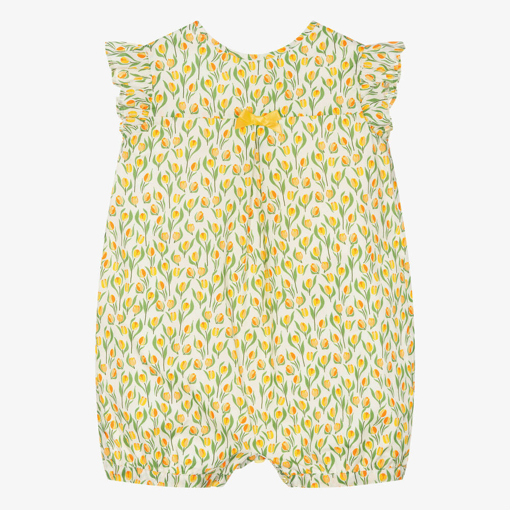 Rachel Riley - Baby Girls Yellow Floral Cotton Shortie | Childrensalon