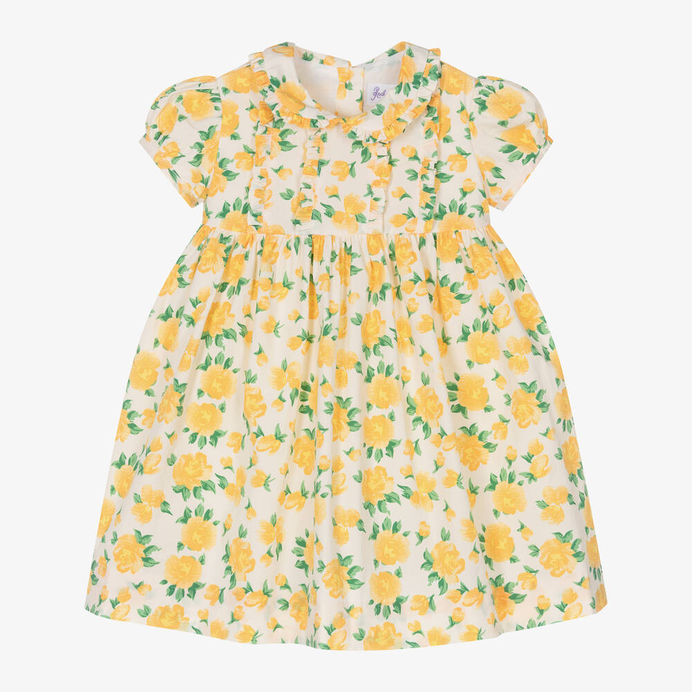 Rachel Riley - Baby Girls Yellow Rose Print Dress | Childrensalon