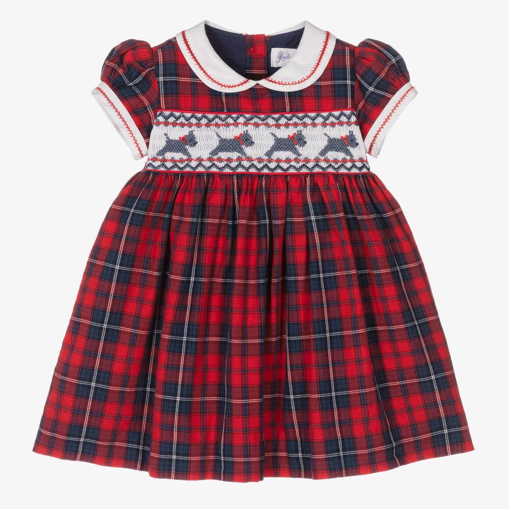 Rachel Riley - Baby Red Tartan Smocked Dress | Childrensalon