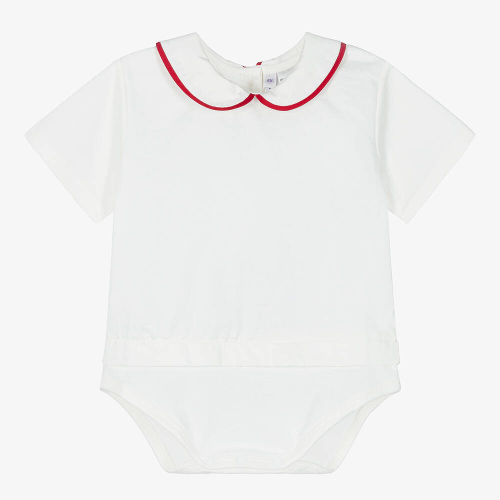 Rachel Riley - Body effet chemise ivoire en coton bébé | Childrensalon