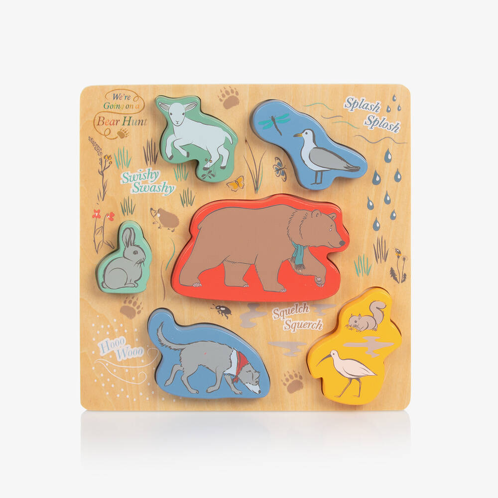 Rainbow Designs - Beige Bear Hunt Wooden Shape Puzzle (22cm) | Childrensalon