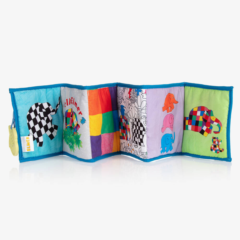 Rainbow Designs - Мягкая книга из ткани Голубой Элмер (75см) | Childrensalon