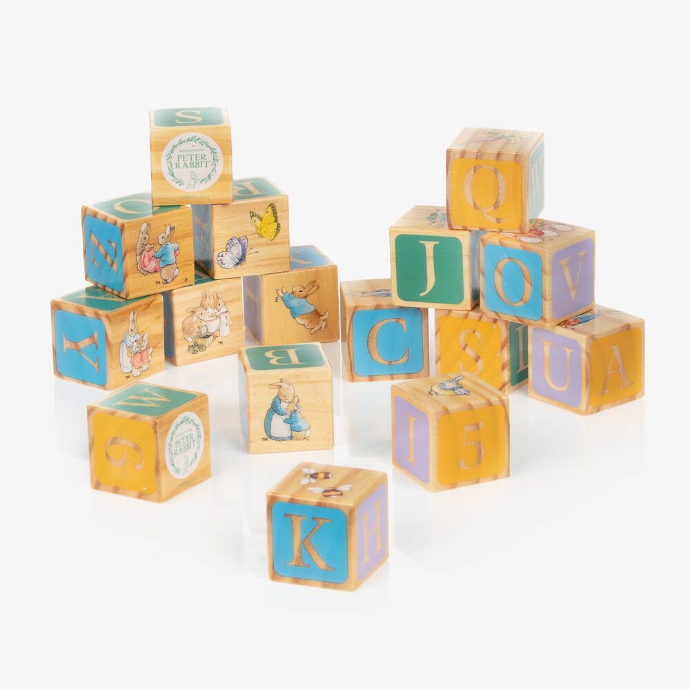 Rainbow Designs - Деревянные кубики с азбукой Кролик Питер (16см) | Childrensalon