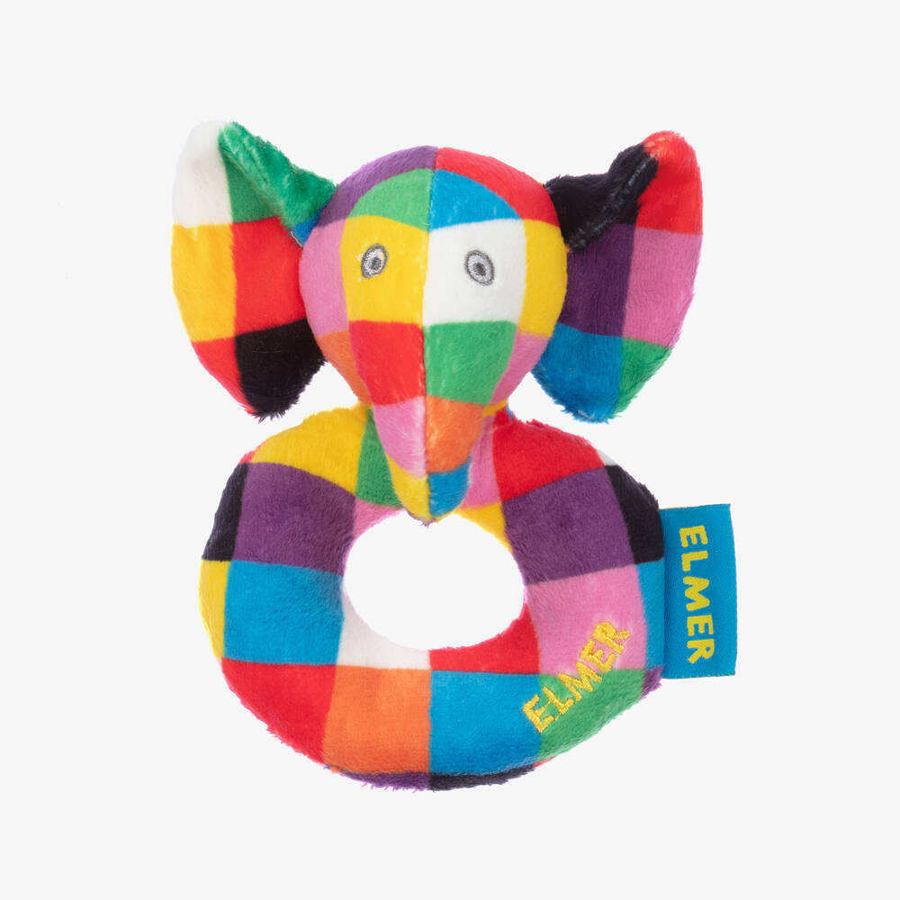 Rainbow Designs - Plush Elmer Rattle (13cm) | Childrensalon