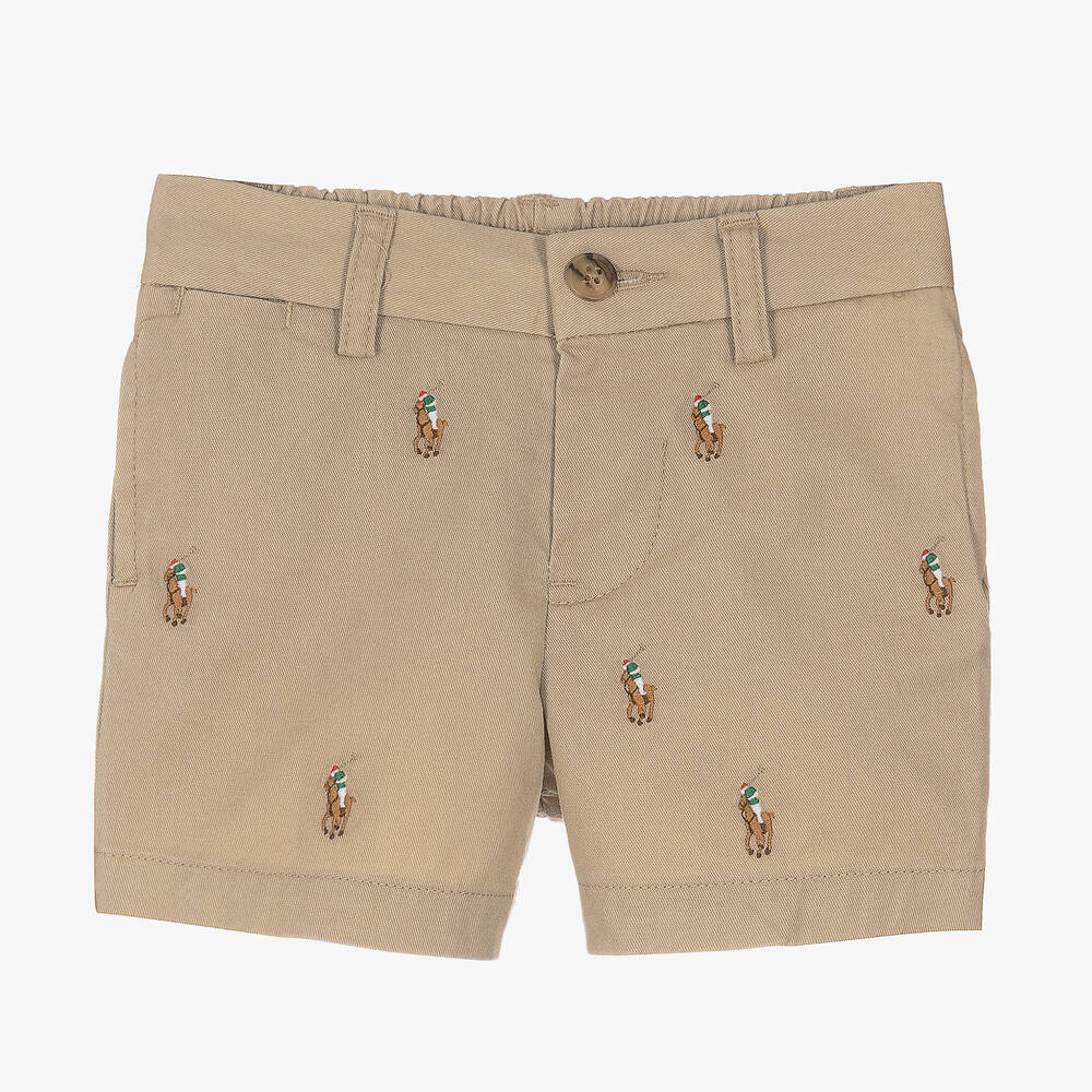 Ralph Lauren - Baby Boys Beige Cotton Shorts | Childrensalon