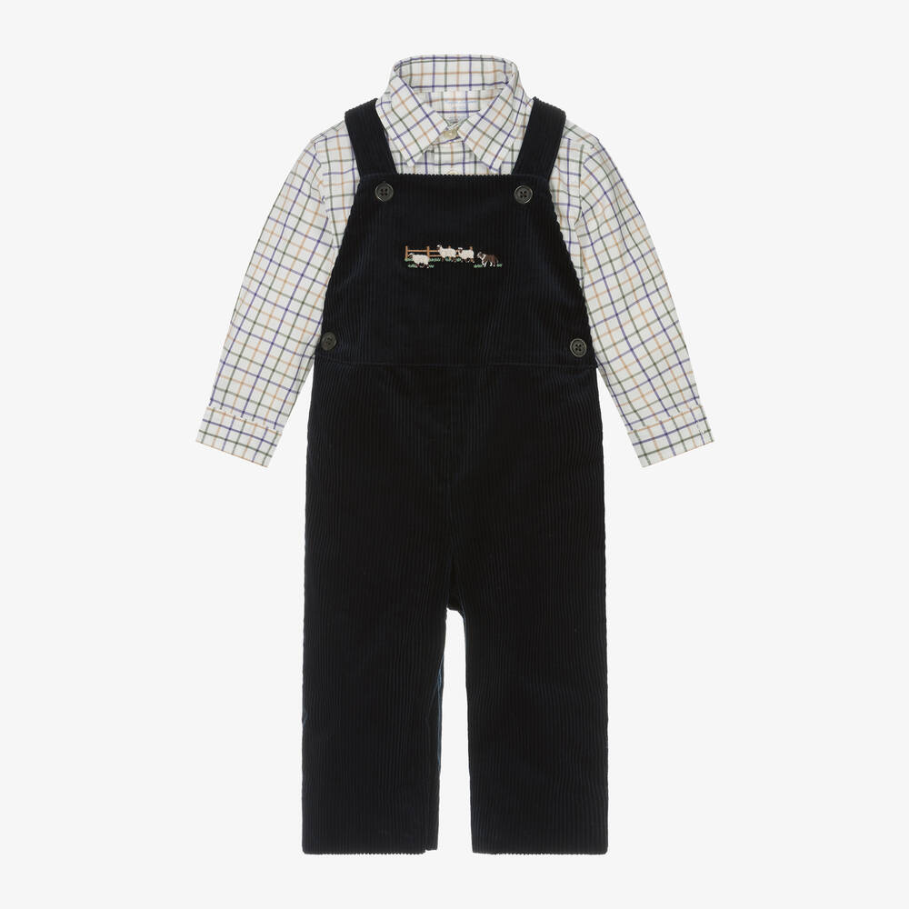 Ralph Lauren - Baby Boys Blue Corduroy Dungaree Set | Childrensalon