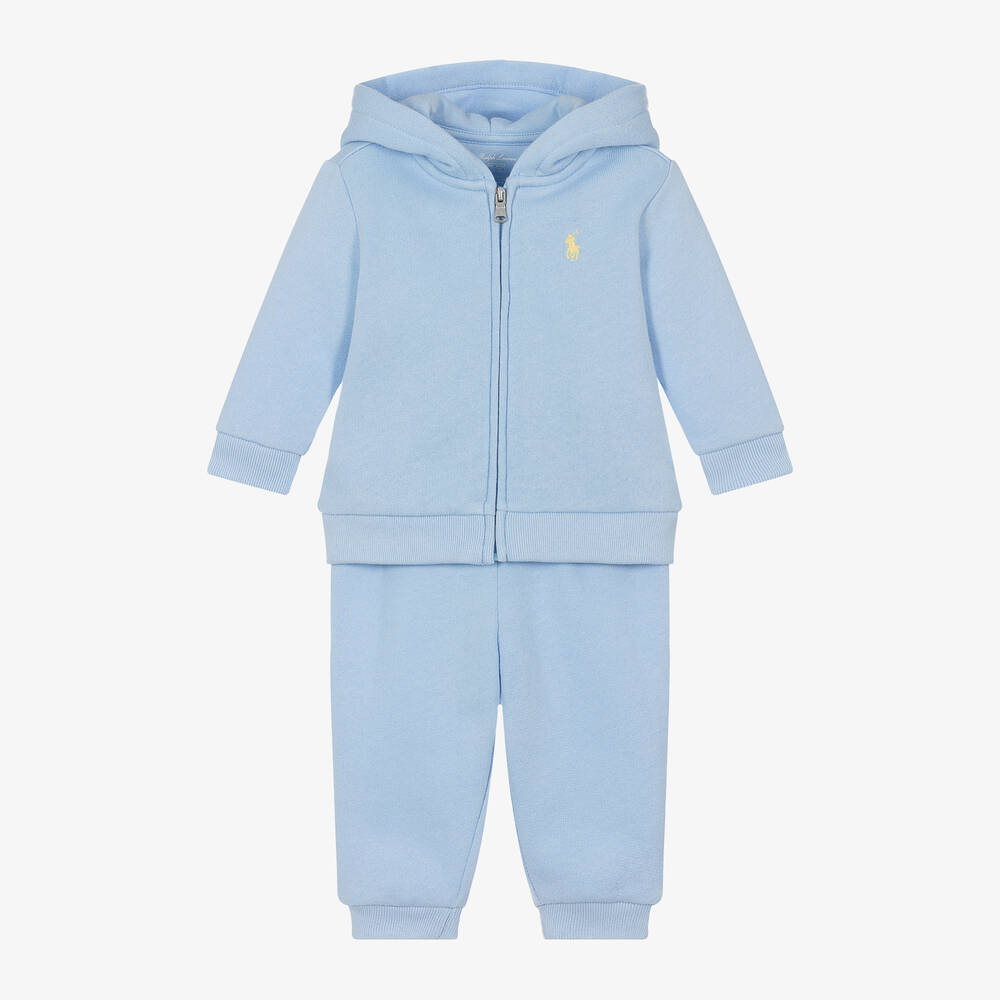 Ralph Lauren - بدلة رياضية قطن جيرسي لون أزرق للمواليد | Childrensalon