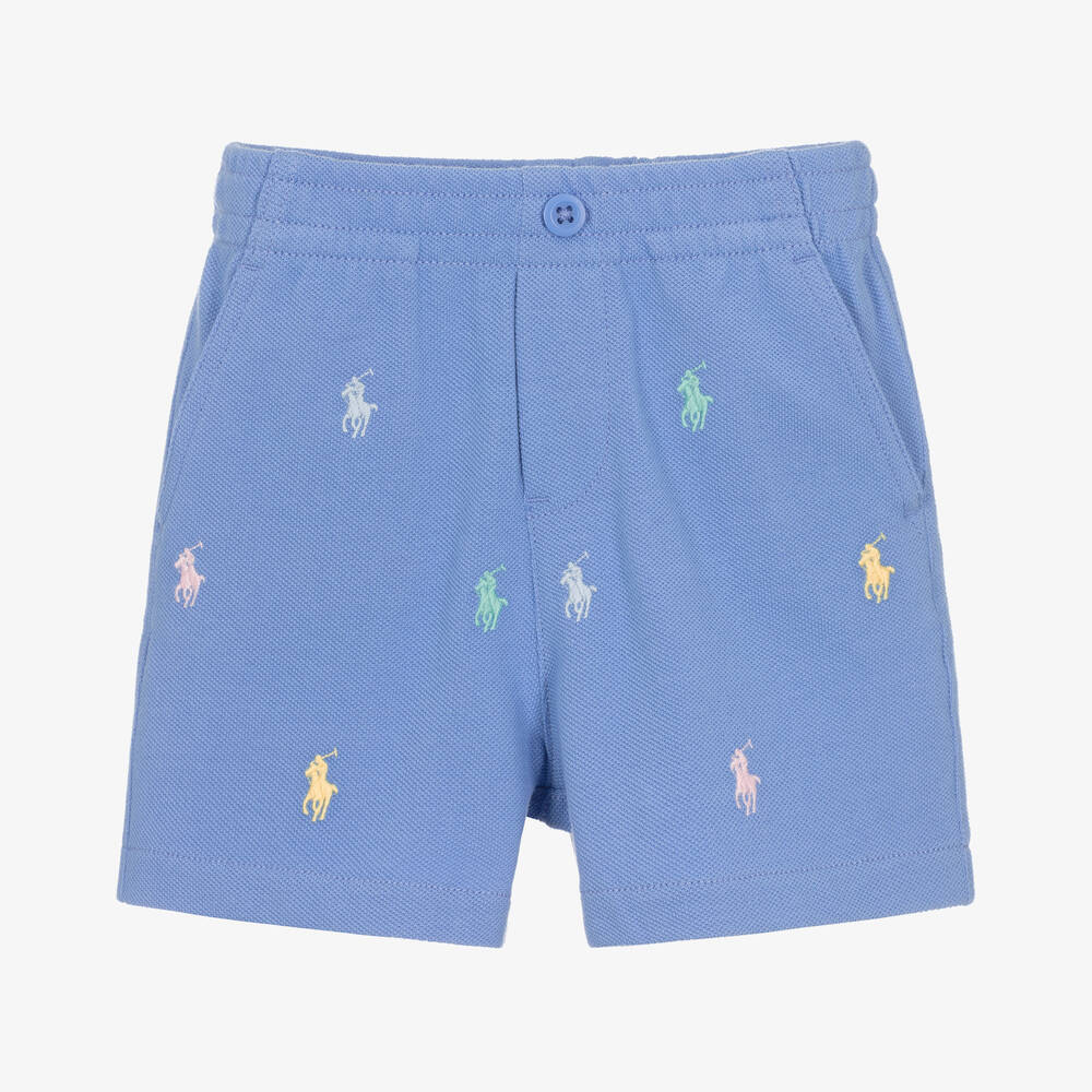 Ralph Lauren - Baby Boys Blue Cotton Shorts | Childrensalon