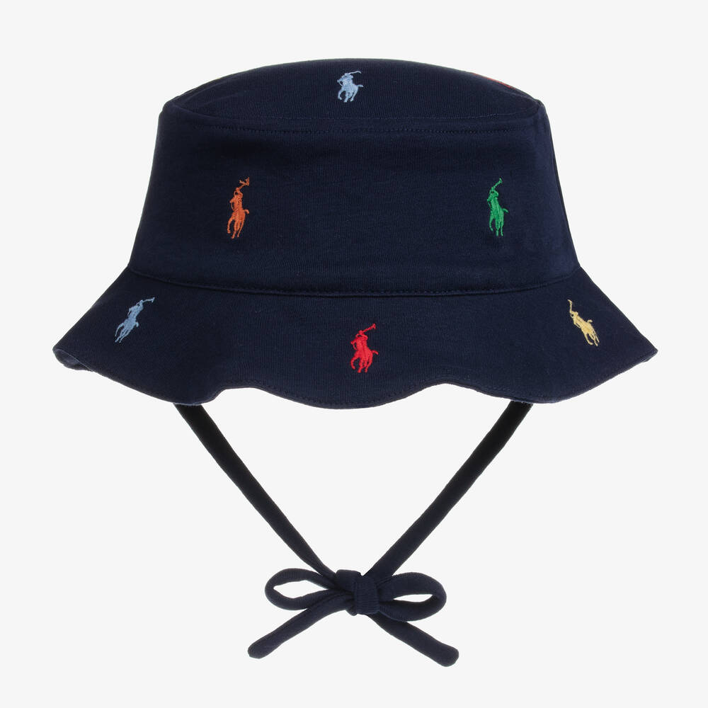 Ralph Lauren - قبعة قطن مطرز لون كحلي للمواليد | Childrensalon