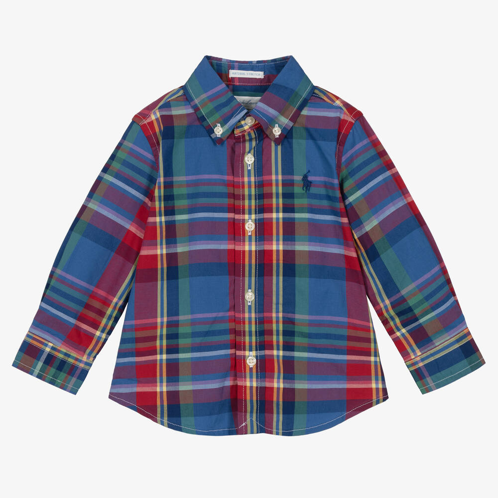 Ralph Lauren - Baby Boys Blue & Red Cotton Check Shirt | Childrensalon