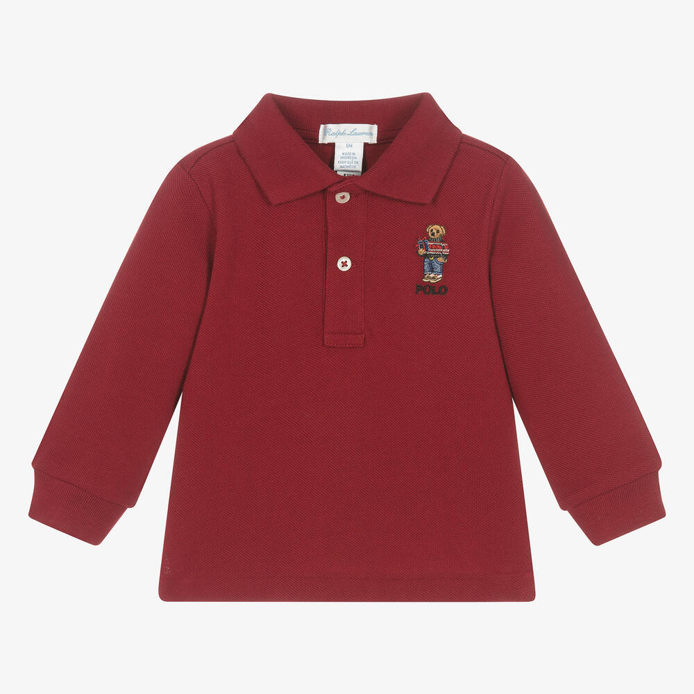 Ralph Lauren Baby Boys Dark Red Cotton Polo Shirt