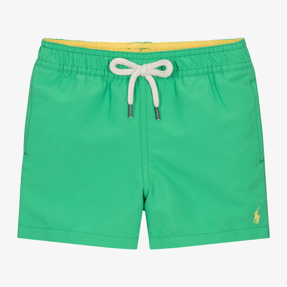 Ralph Lauren - Baby Boys Green Pony Swim Shorts | Childrensalon