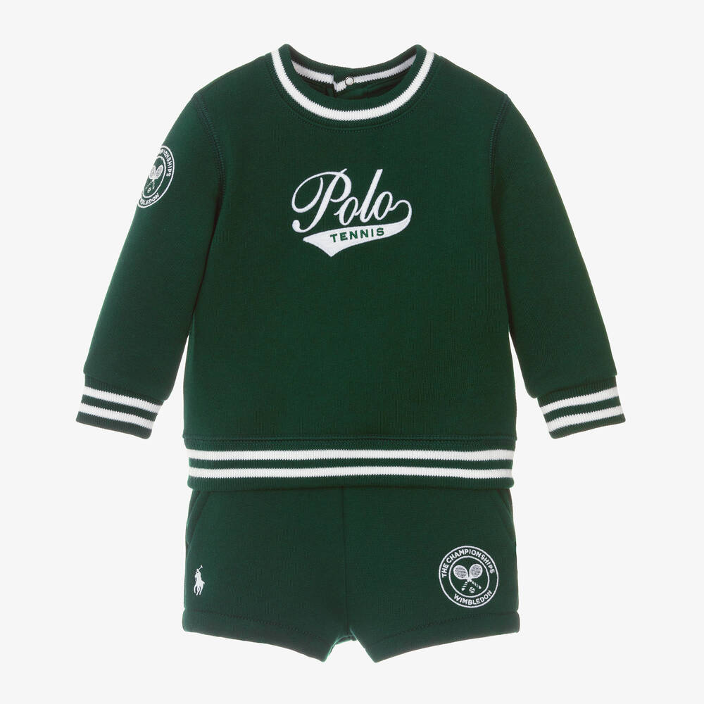 Ralph Lauren - Ensemble short vert Wimbledon bébé garçon | Childrensalon