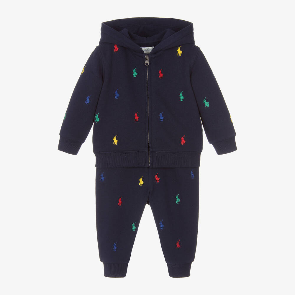 Ralph Lauren - Baby Boys Navy Blue Cotton Pony Logo Tracksuit | Childrensalon