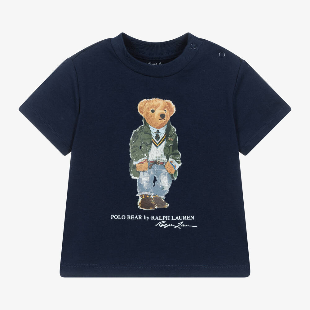 Ralph Lauren - Baby Boys Navy Blue Polo Bear T-Shirt | Childrensalon
