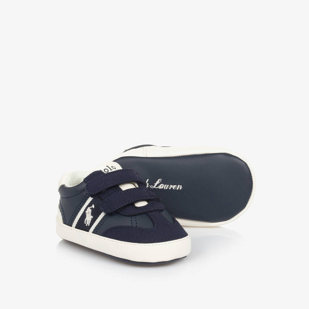 Ralph Lauren - Baby Boys Navy Blue Pre-Walker Trainers | Childrensalon