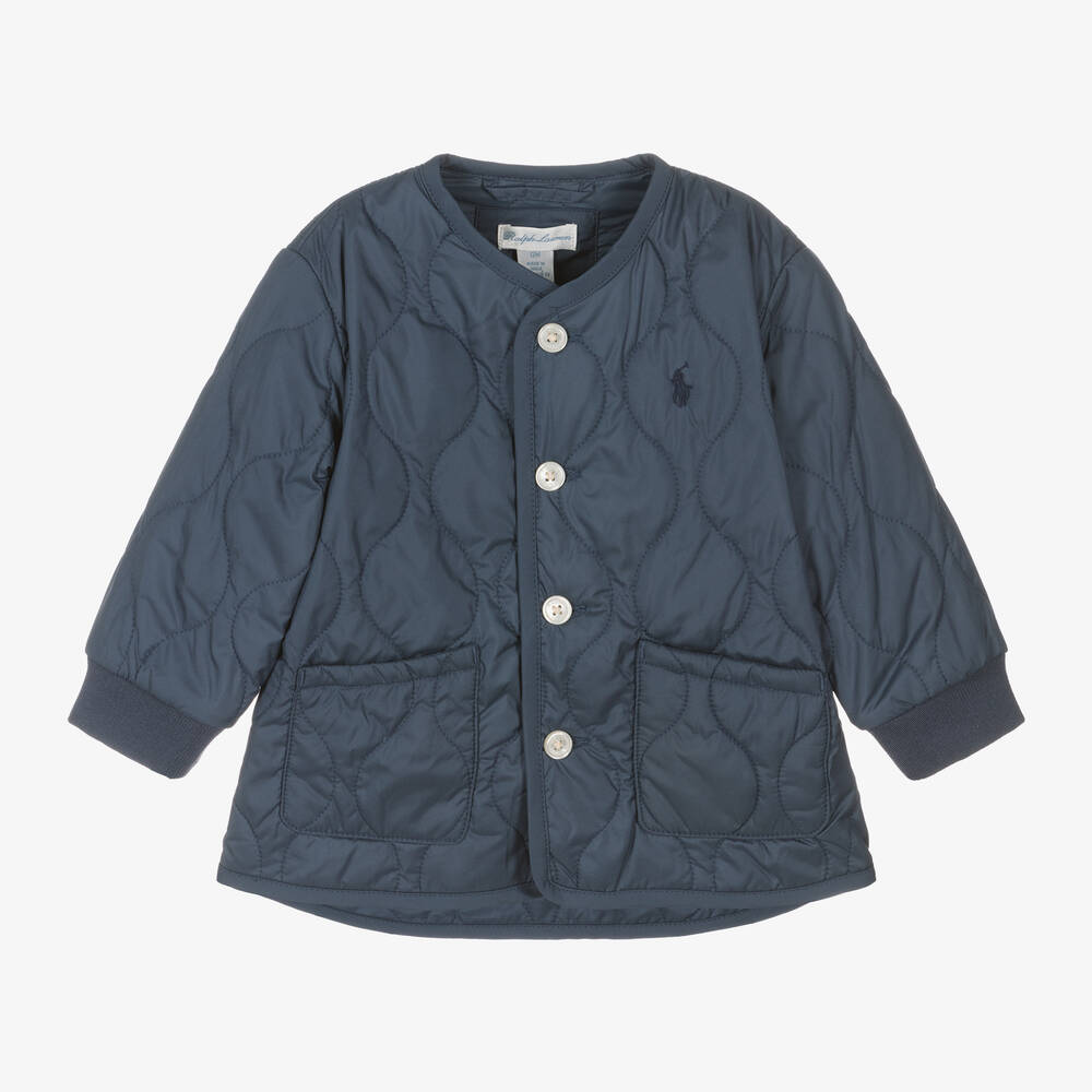 Ralph Lauren - Baby Boys Navy Blue Qulited Jacket | Childrensalon