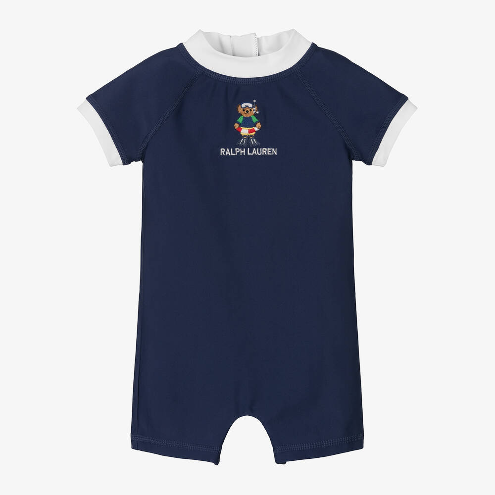 Ralph Lauren - Baby Boys Navy Blue Sun Suit (UPF50+) | Childrensalon