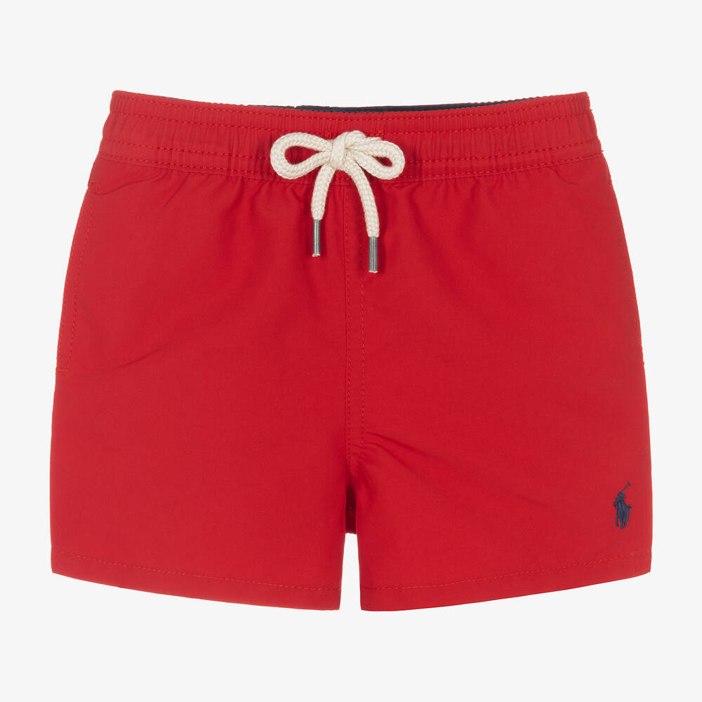 Ralph Lauren - Baby Boys Red Logo Swim Shorts | Childrensalon