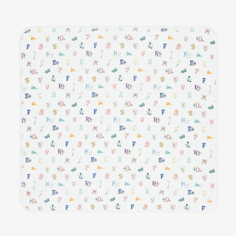 Ralph Lauren - Baby Boys White Cotton Blanket (81cm) | Childrensalon