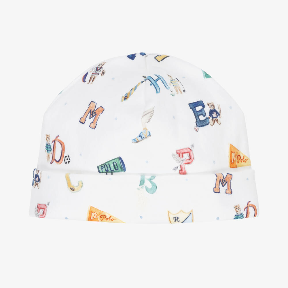 Ralph Lauren - Baby Boys White Cotton Layette Hat | Childrensalon