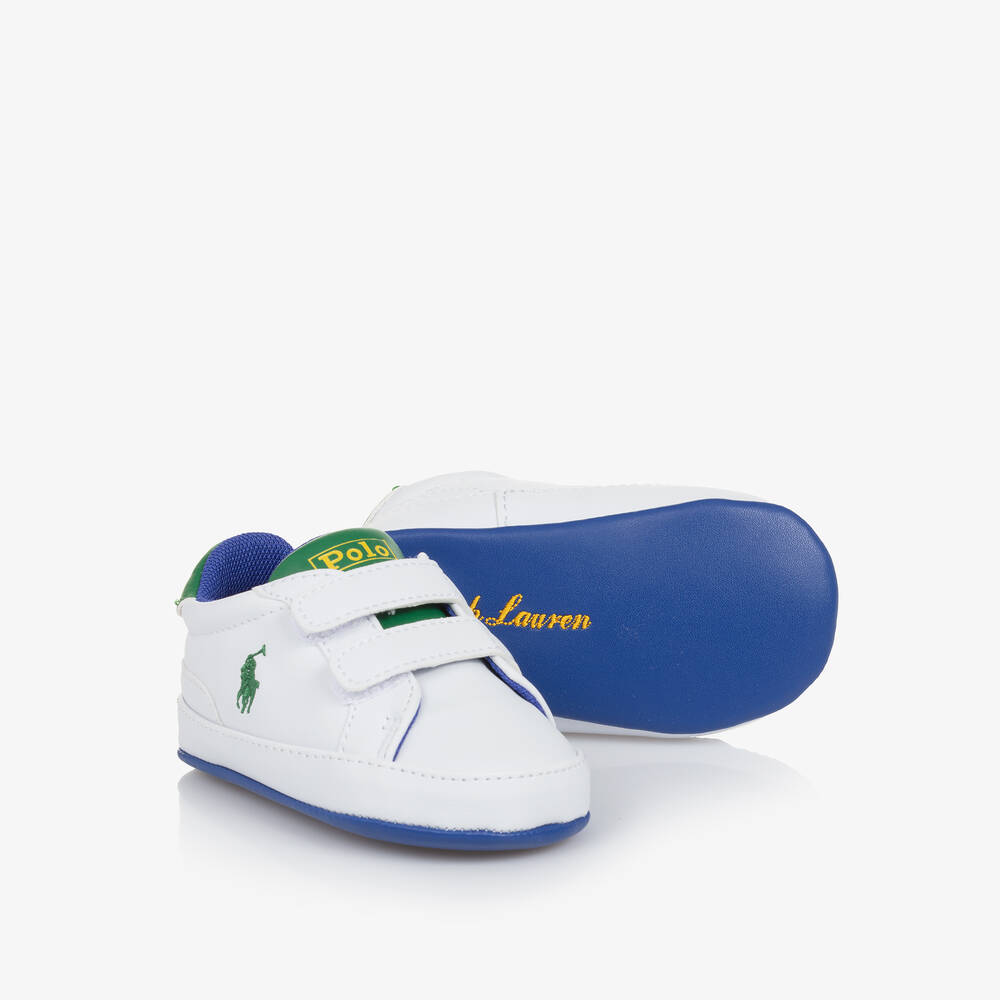 Ralph Lauren - Baby Boys White Pre-Walker Trainers | Childrensalon