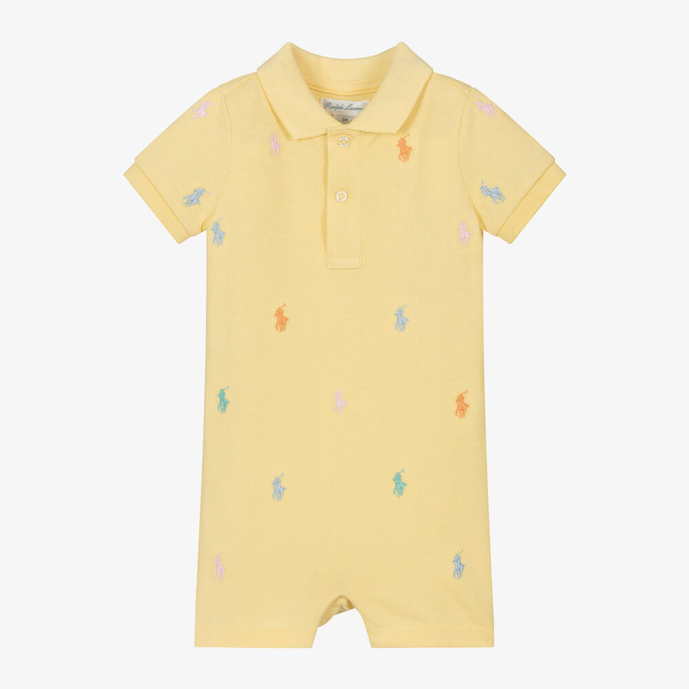 Ralph Lauren - Baby Boys Yellow Cotton Shortie | Childrensalon