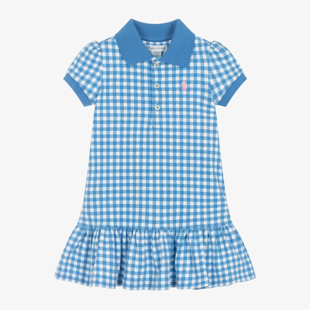 Ralph Lauren - Baby Girls Blue Gingham Cotton Dress | Childrensalon