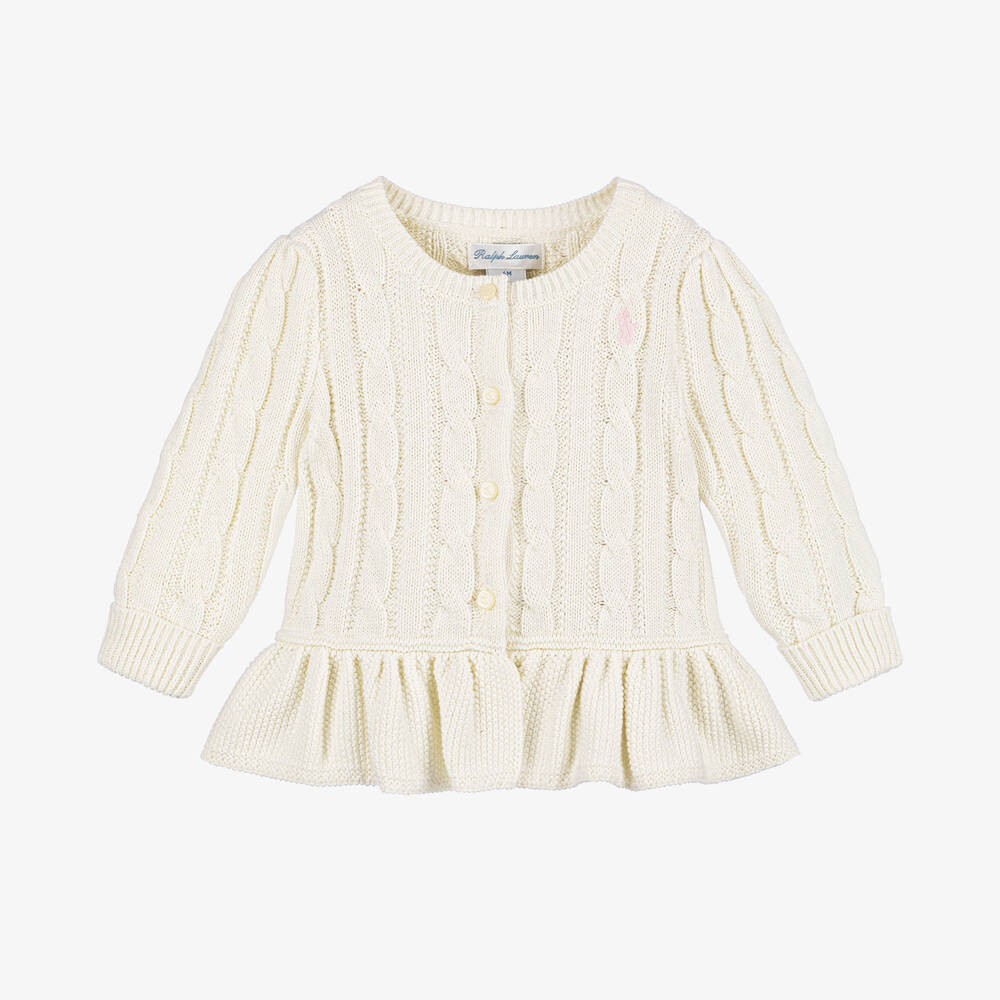 Ralph Lauren - Baby Girls Cotton Cable-Knit Sweater | Childrensalon